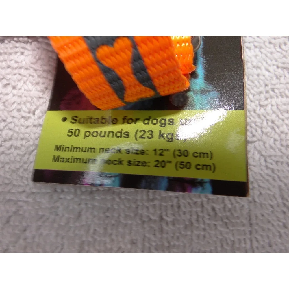 Dukes Pet Products High Visibility Safety Dog Collar Orange Reflective AD132 NEW